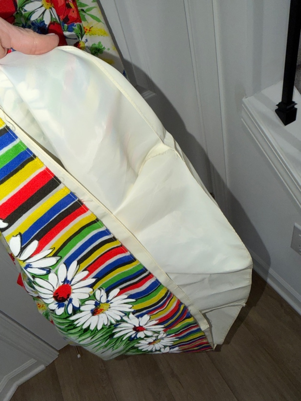 Vintage Emma Domb Maxi Dress - 1960s Rainbow Bright Daisy Floral Border- Small - Picture 9 of 9